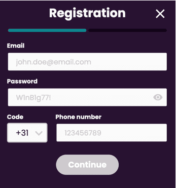Registration at Playboom casino